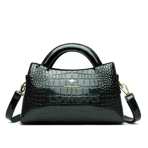 New Handbag With Crocodile Pattern, Green Colour, Trendy And Simple