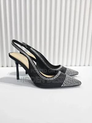 Jenny Bejeweled Slingbacks- Black