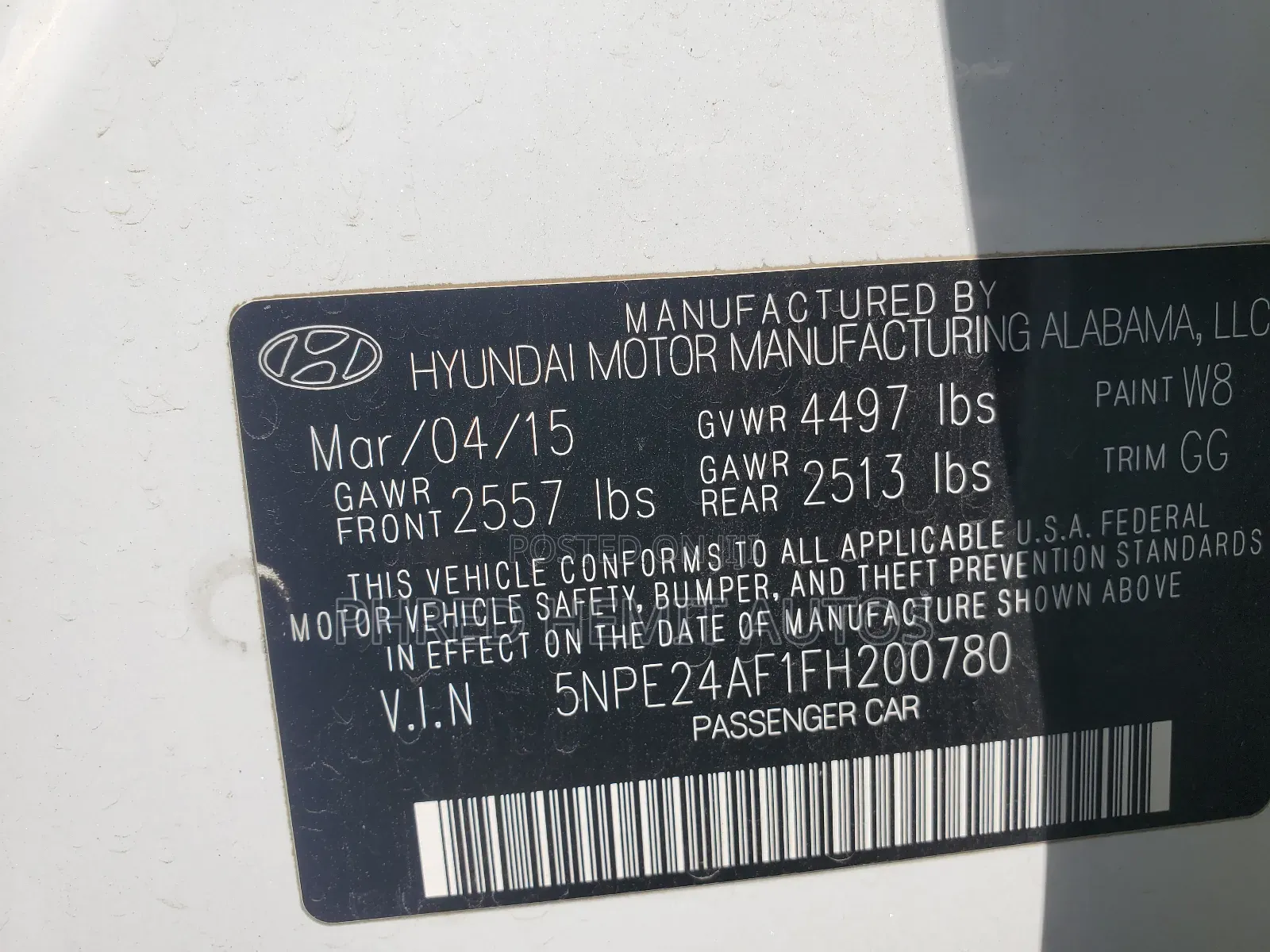 Hyundai Sonata 2015 White