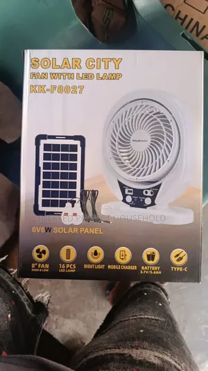 Rechargeable Solar Fan With Led Lights