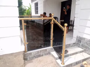 Glass Rail With Gold Frame