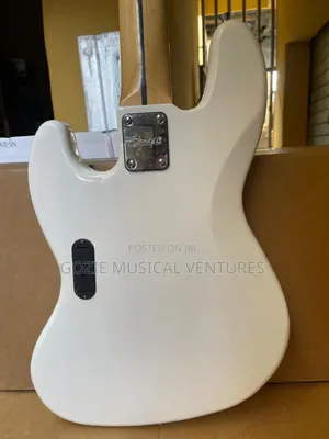 White Squier by Fender Jazz Bass Guitar Active 5-Strings