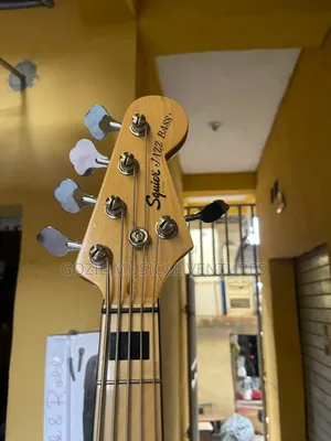 White Squier by Fender Jazz Bass Guitar Active 5-Strings