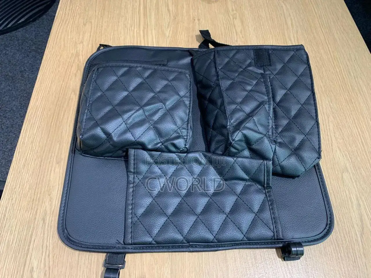 Black Quilted Car Backseat Organizer