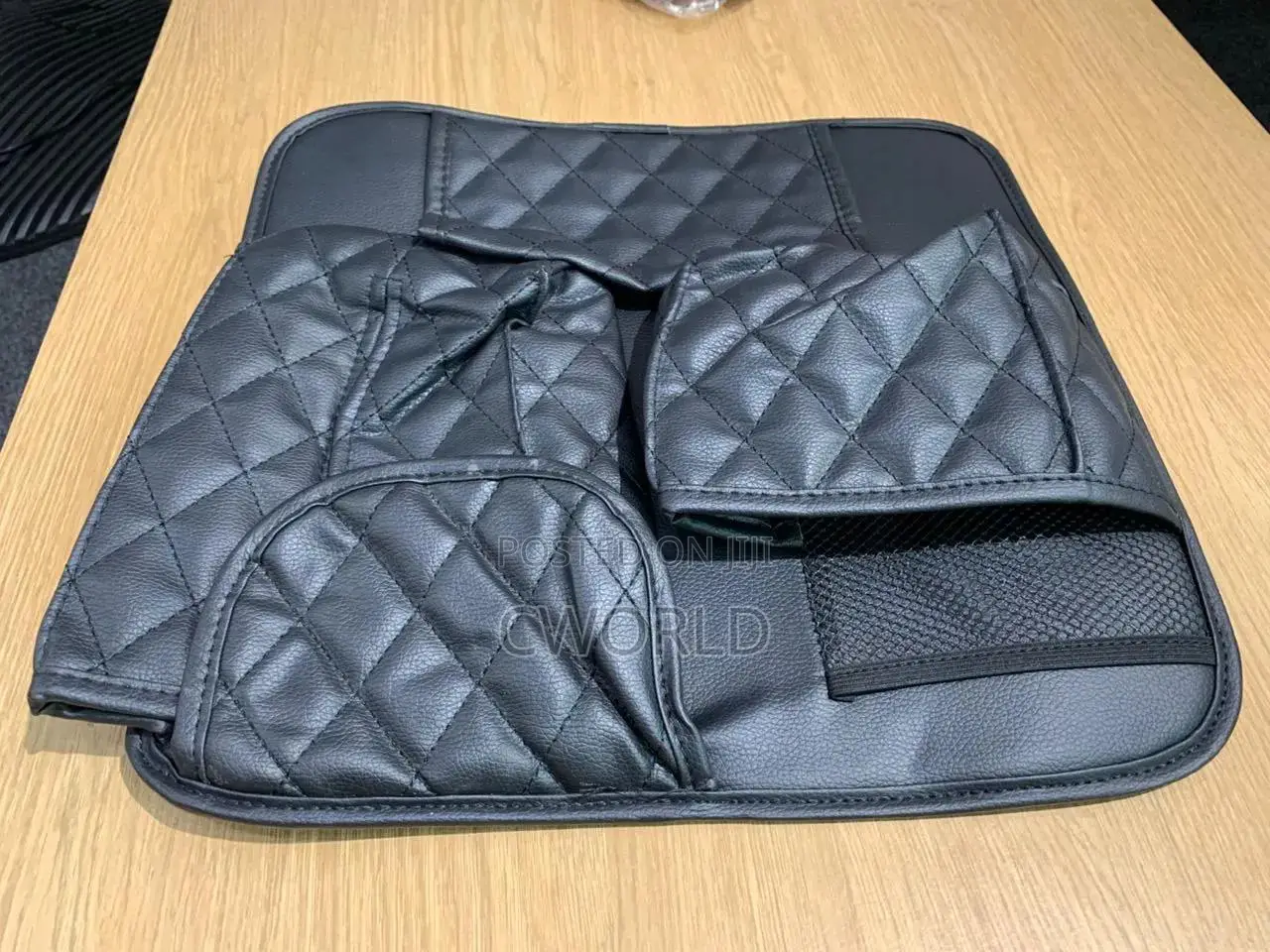 Black Quilted Car Backseat Organizer