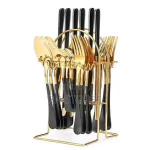Golden Spoon 24 Pieces Gold Cutlery Set With Stand