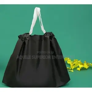 Black Large Drawstring Bag for Shopping -17.5x20inches- (No Printing)