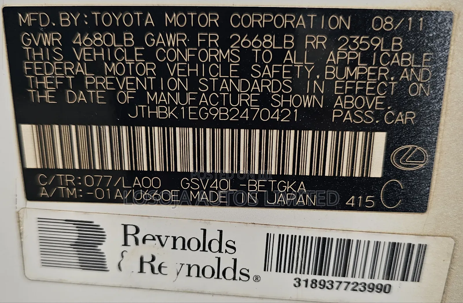 Lexus ES 350 2012 White