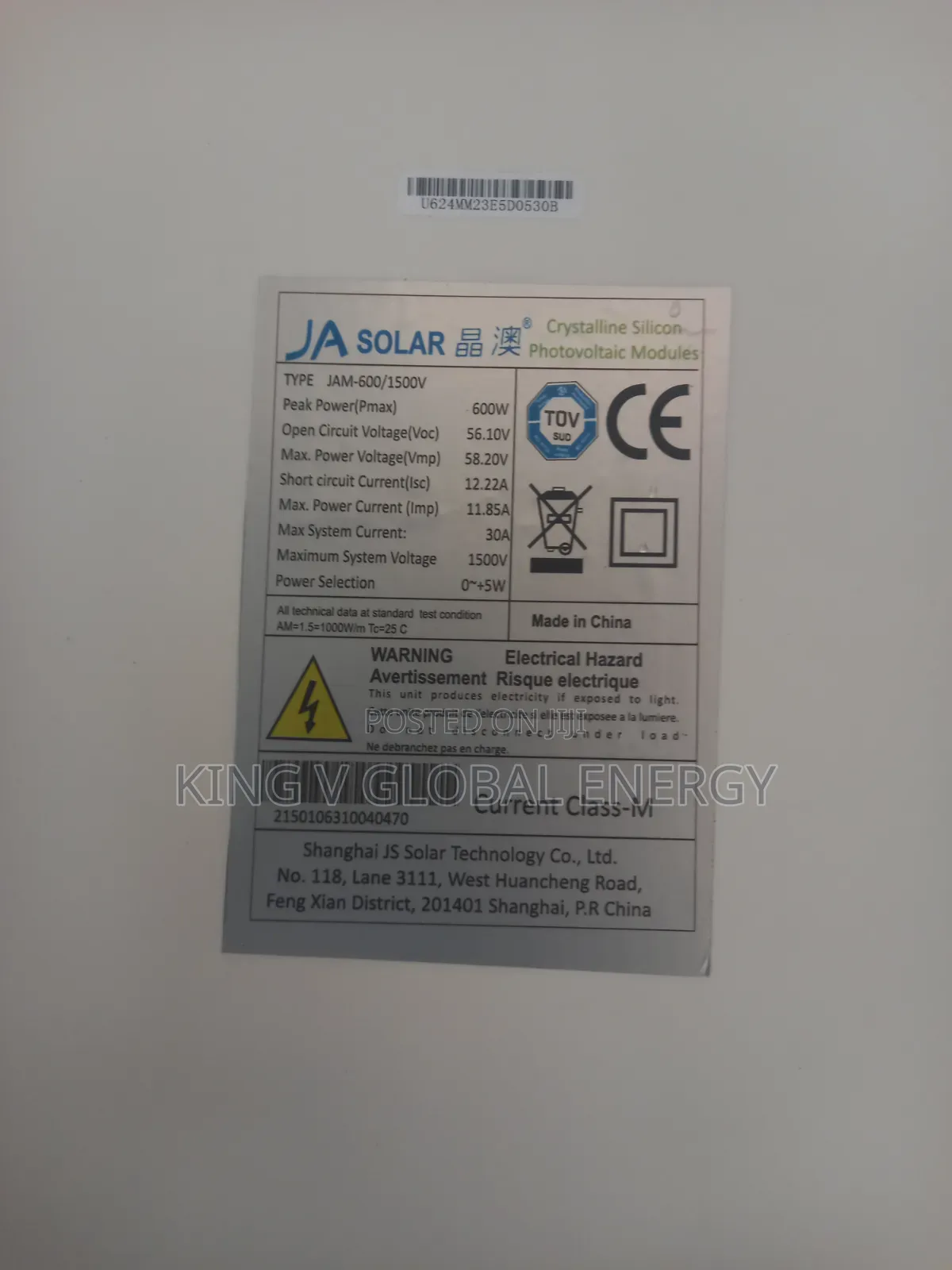 Ja Solar 6000watts Monocrystalline Panel