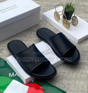 Brunello Cucinelle Quality Luxury Men Genuine Leather Slippers