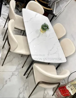 Beautiful Creamy Dinning Chairs With Table