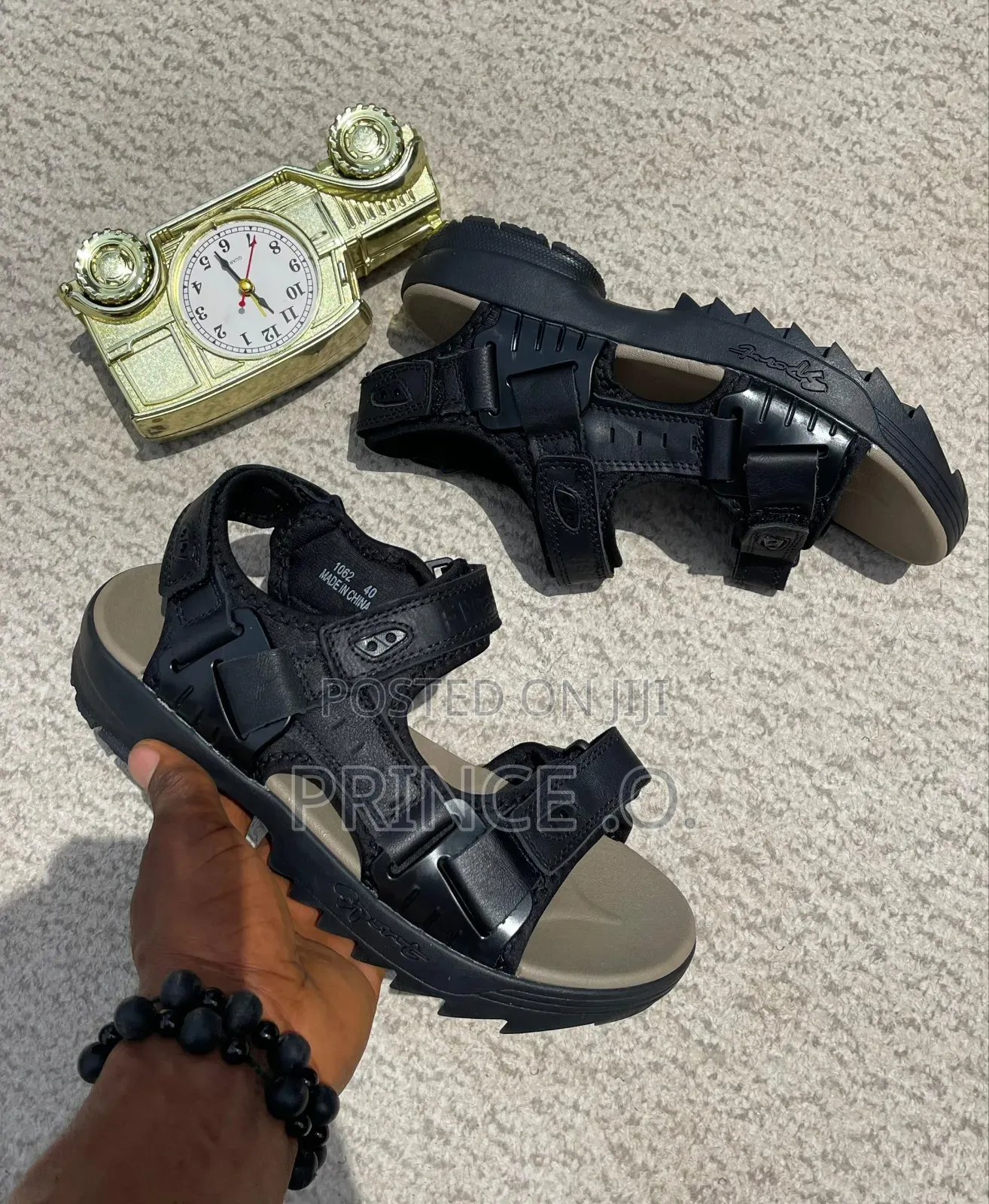 Black CHT Cat Sole Sandals