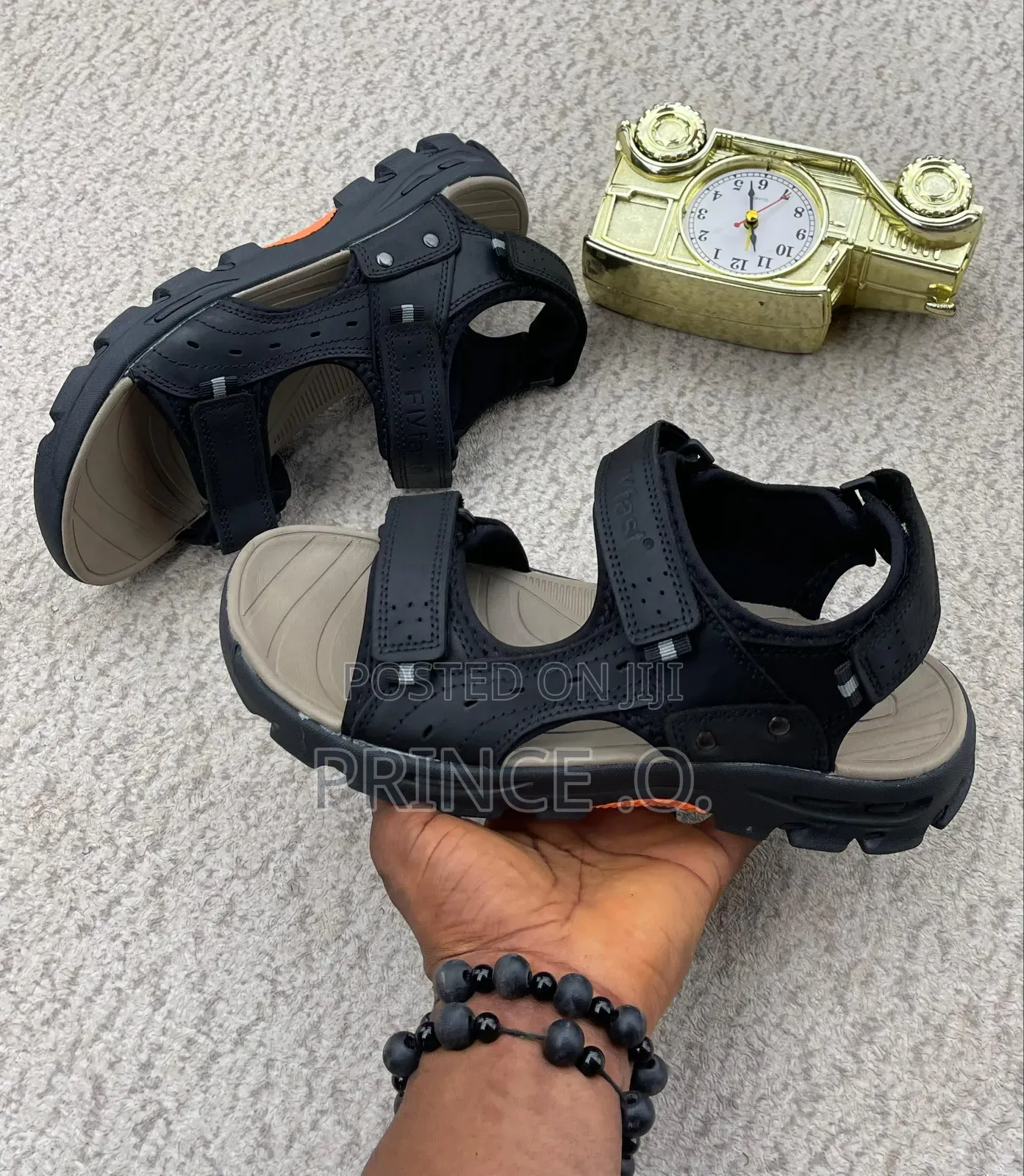 Black CHT Cat Sole Sandals