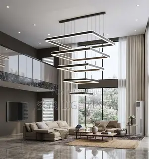 Postmodern Black Square Acrylic Chandelier