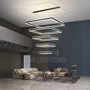 Postmodern Black Square Acrylic Chandelier