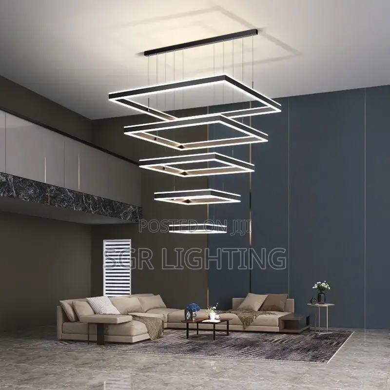 Postmodern Black Square Acrylic Chandelier