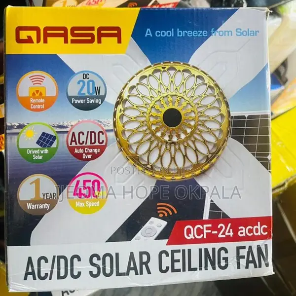 Qasa 24-Inch Ac/Dc Solar Ceiling Fan