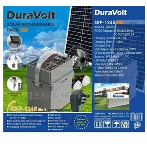Duravolt 18" Dc Standing Fan, With Solar Rechargeable Pack 5in1