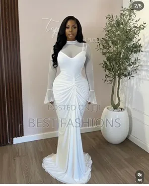 White Long Bodycon Lilac Dinner Gown
