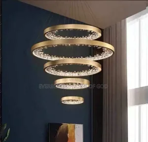 Top Quality Modern Led Gold Ring Chandelier With Crystal Accents