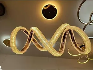 Top Standard Modern Gold Wave Form or Spiral Led Chandelier Fixture