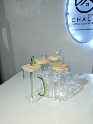 Glass Jar With Bamboo Lid With Straw
