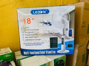 Ac/Dc 18" Ledon Multi -Functional Solar Standing Fan