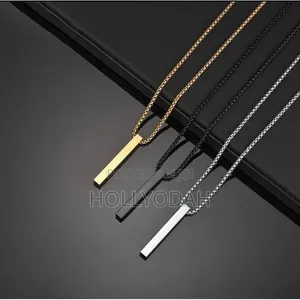 Stainless Steel Men's Bar Pendant Necklace