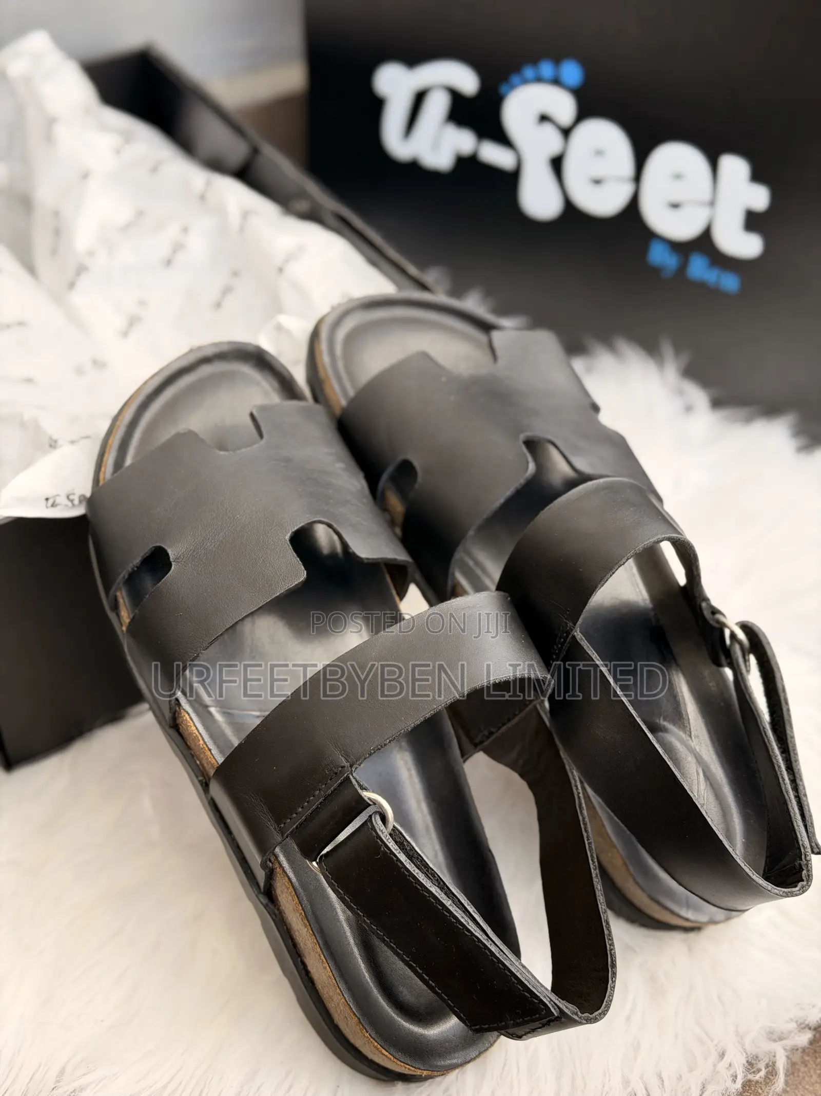 Black Hermis Strap Sandals