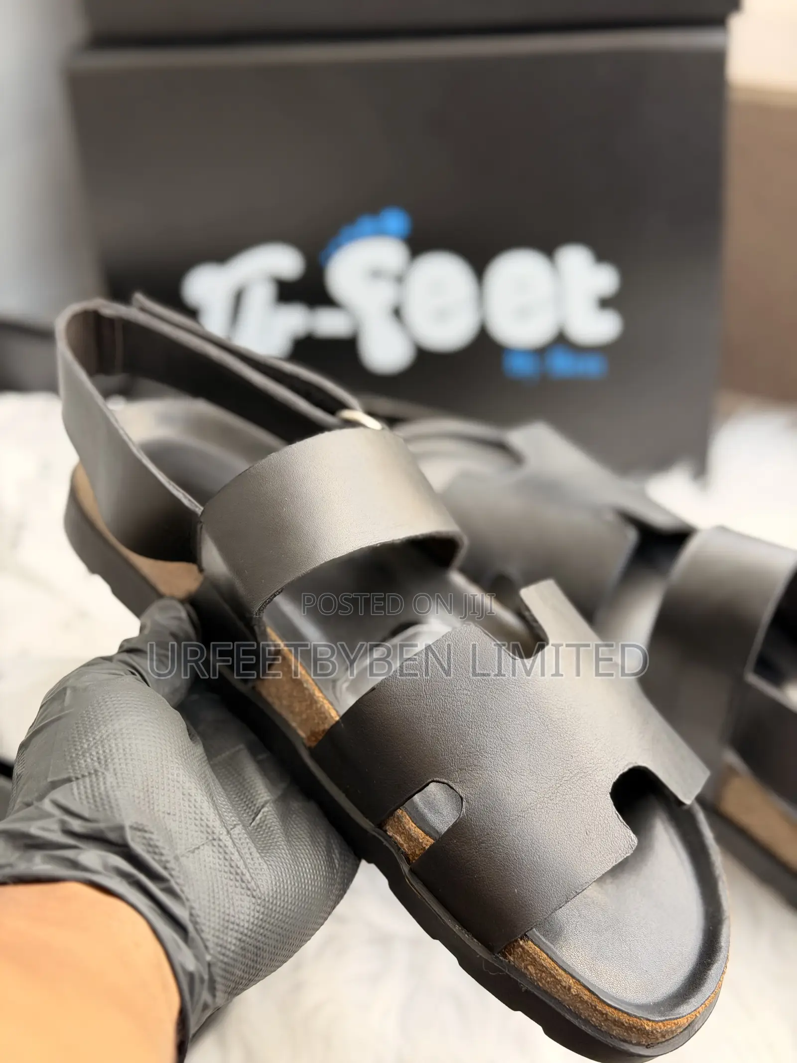 Black Hermis Strap Sandals
