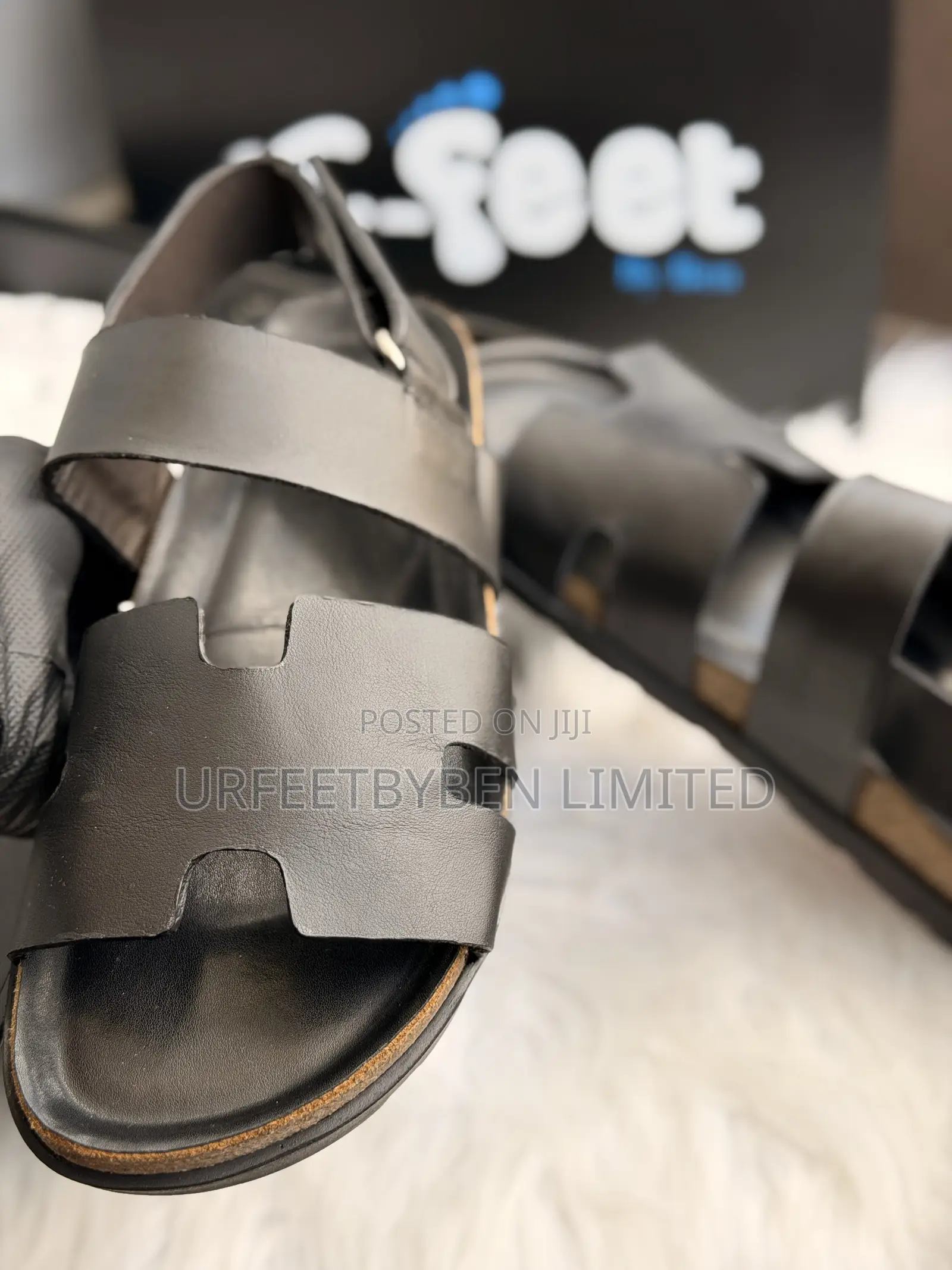 Black Hermis Strap Sandals