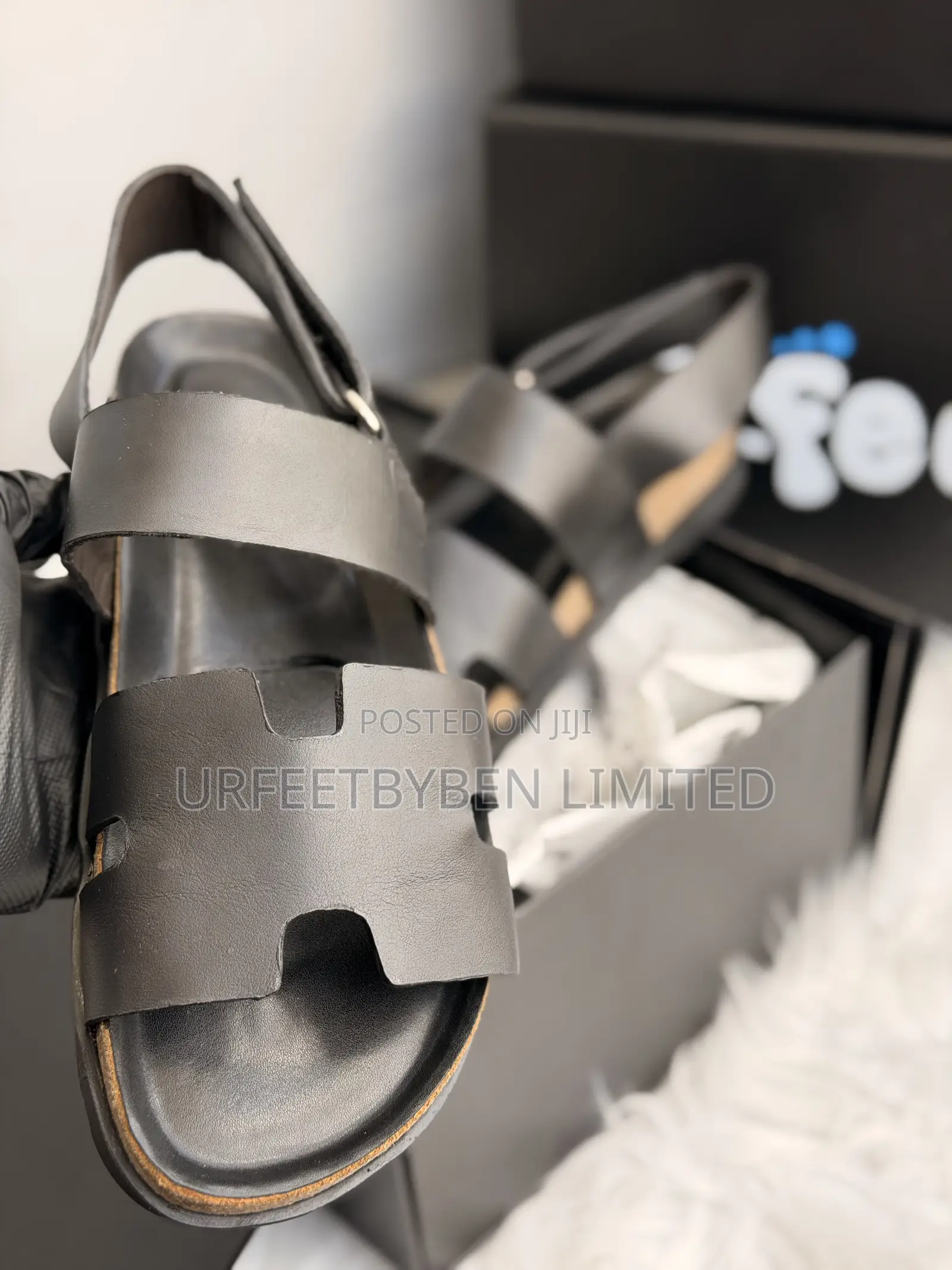 Black Hermis Strap Sandals