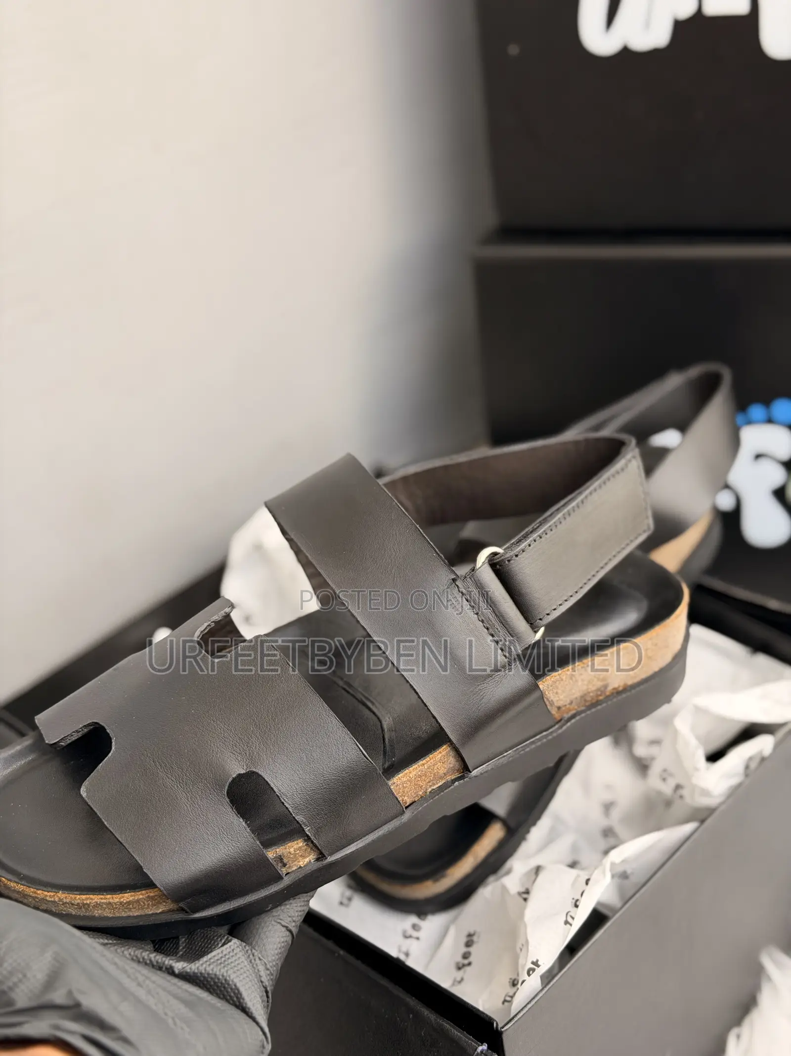 Black Hermis Strap Sandals