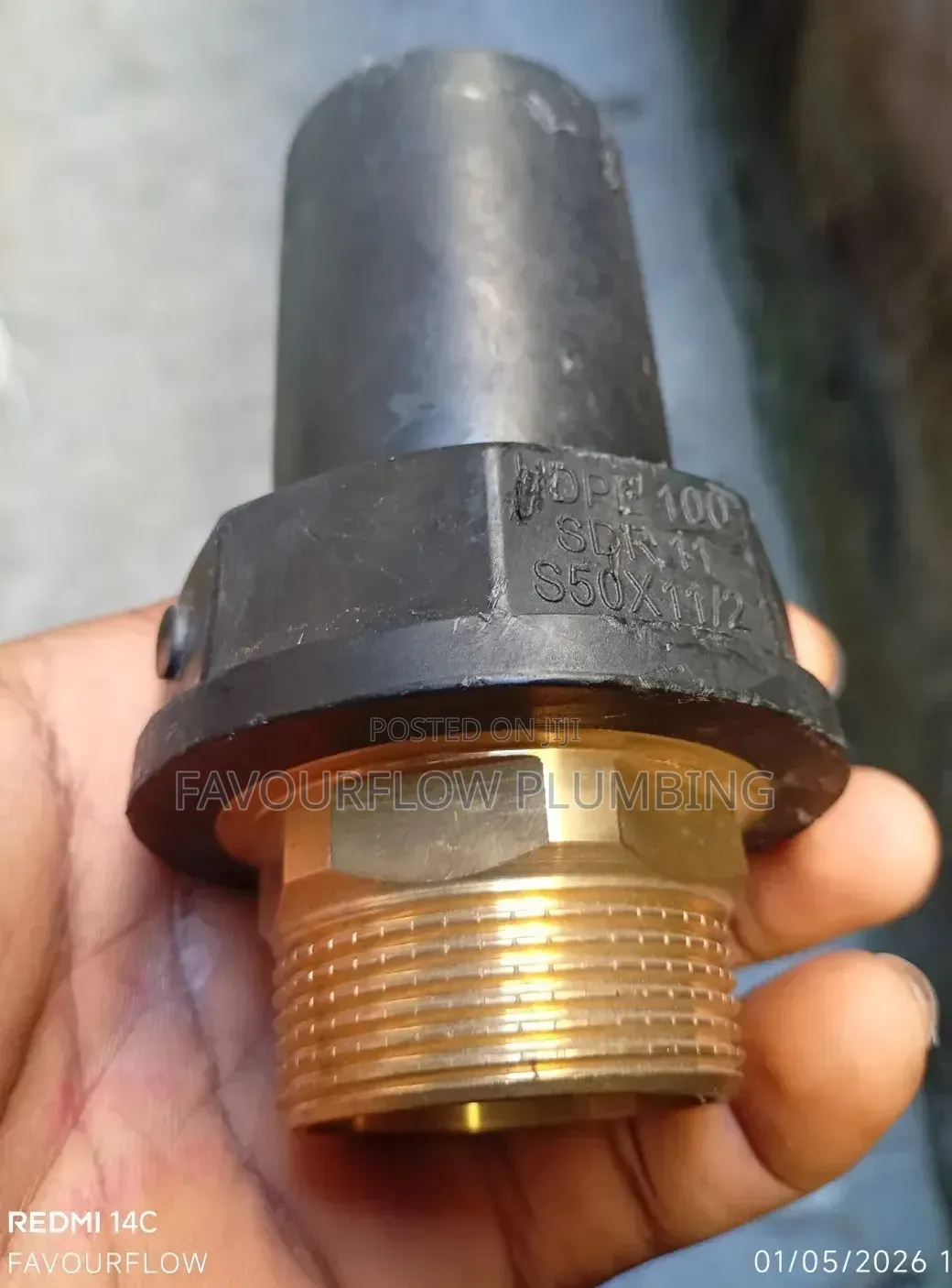 50mm X 1 1/2" Hdpe Male Threaded Transition Adapter (Sdr 11)