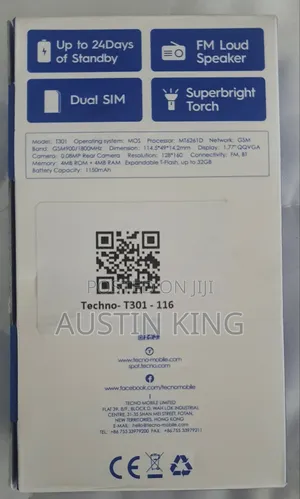New Tecno T301 Blue