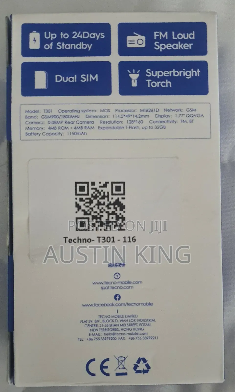 New Tecno T301 Blue