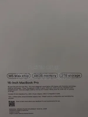 New Apple MacBook Pro 2026 M5 Max 16-inch 48GB Apple M5 Max SSD 2T