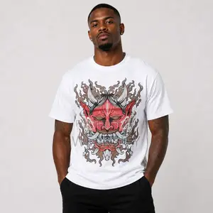 Japanese Hannya Mask White Graphic T-Shirt