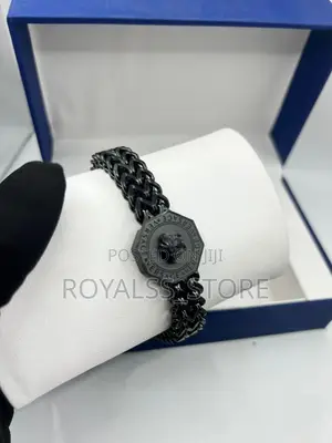 Versace Black Stainless Steel Men’S Bracelet.