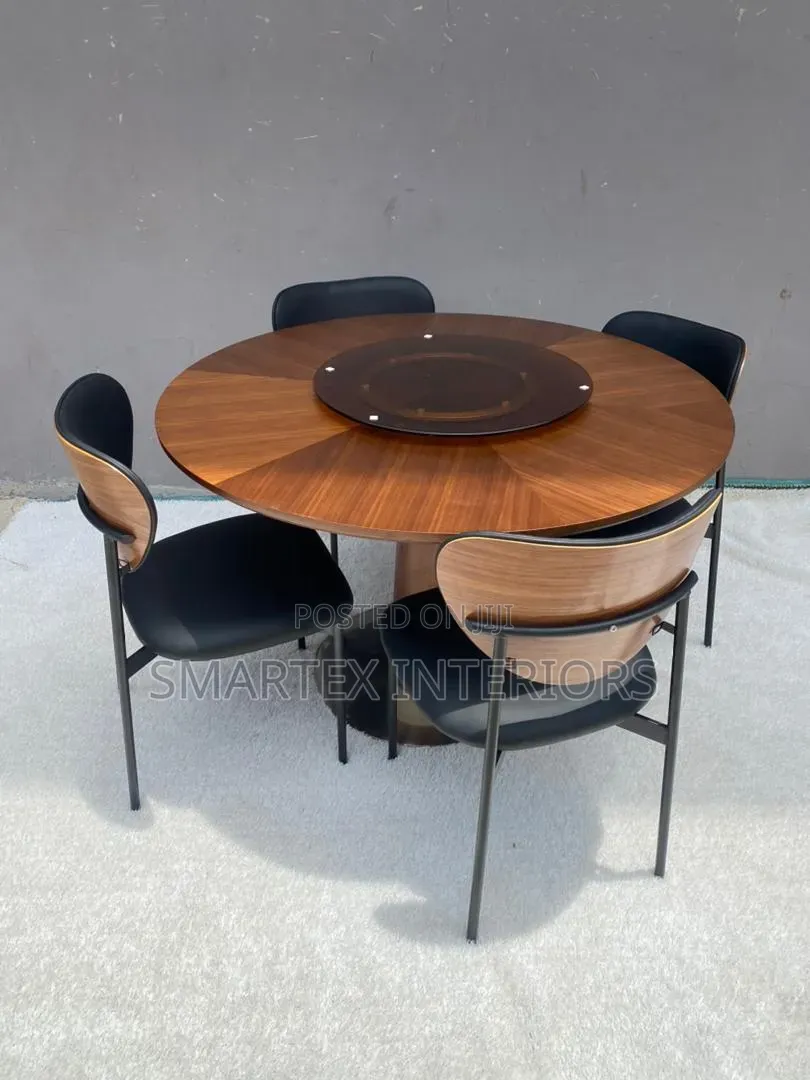 Imported Quality Round Wooden Top Table With Chairs