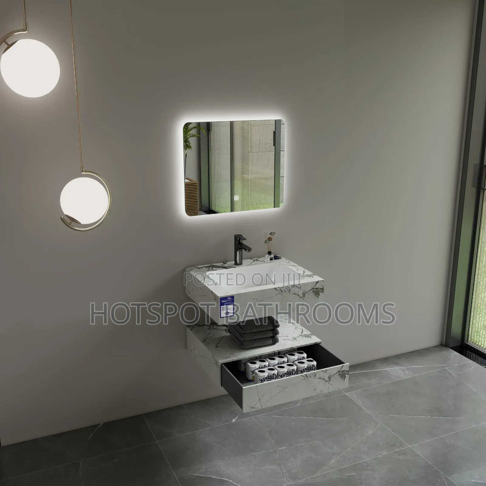 Smart Bathroom Vanity Unit, Sleek Modern