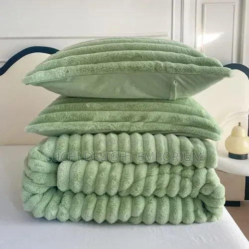 Rabbit Fur Blanket and Pillowcase Set- 4/6, 6/6