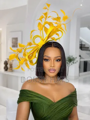 Luxury Yellow Fascinator Headpiece – Perfect for Weddings Owambe
