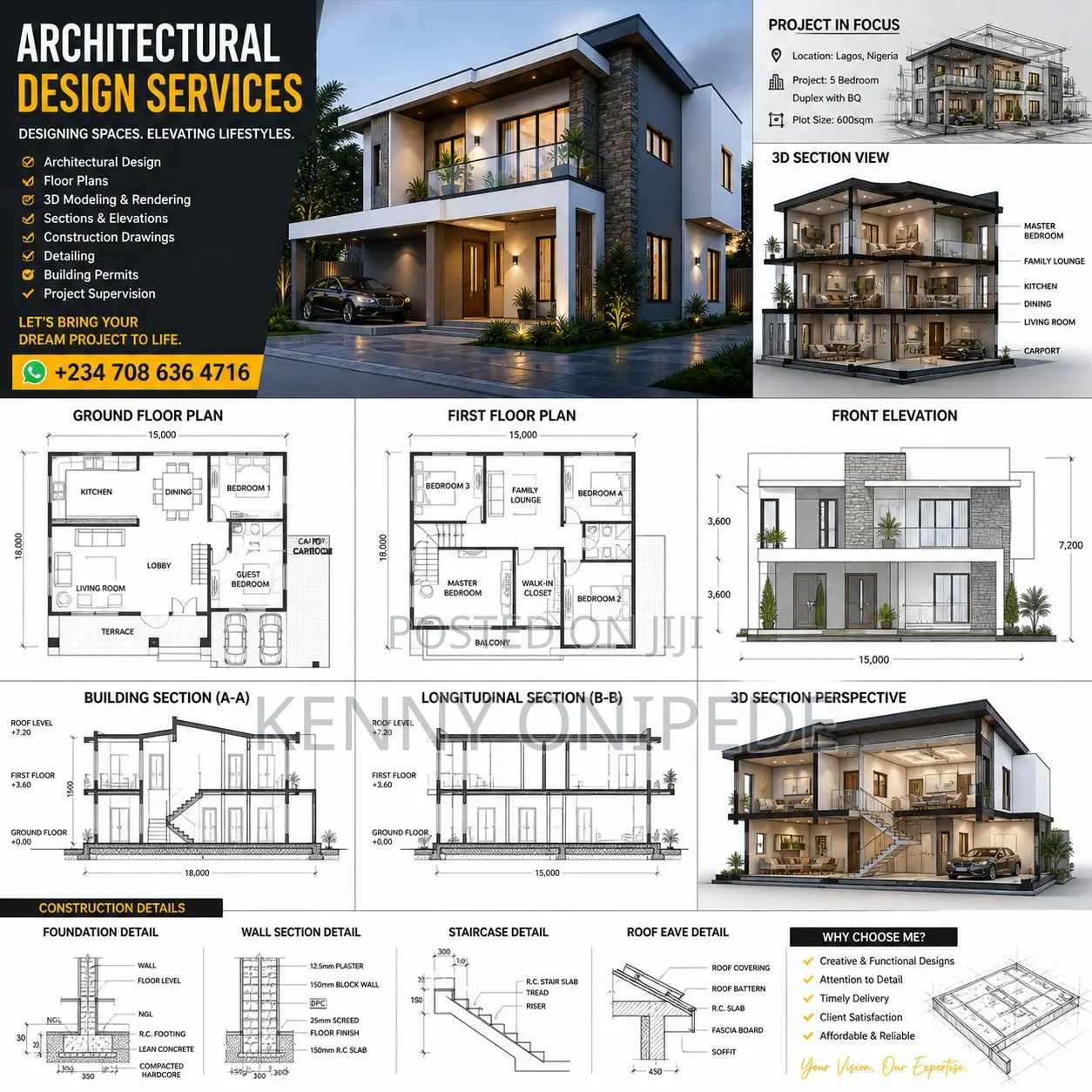 Architectural Services: Floor Plans, 3d Modeling Site Supervision