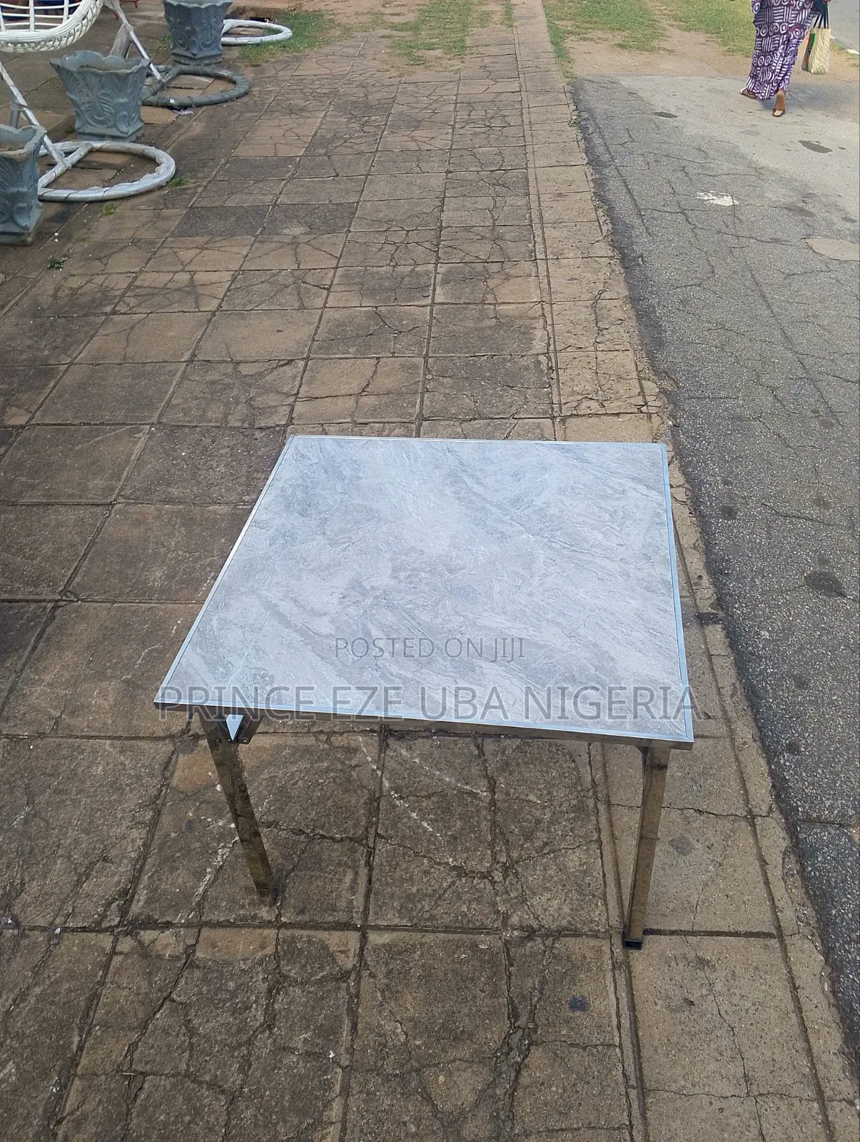Foldable Stainless Table With Marble Top