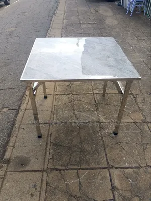 Foldable Stainless Table With Marble Top
