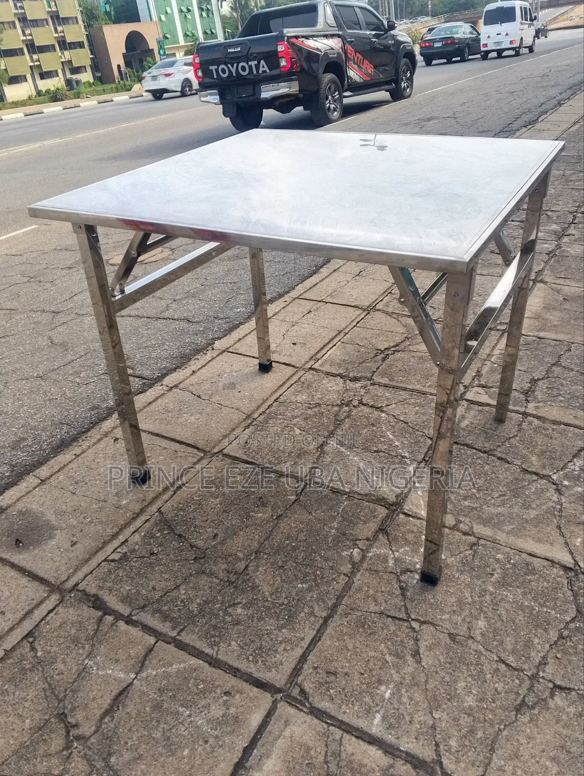 Foldable Stainless Table With Marble Top