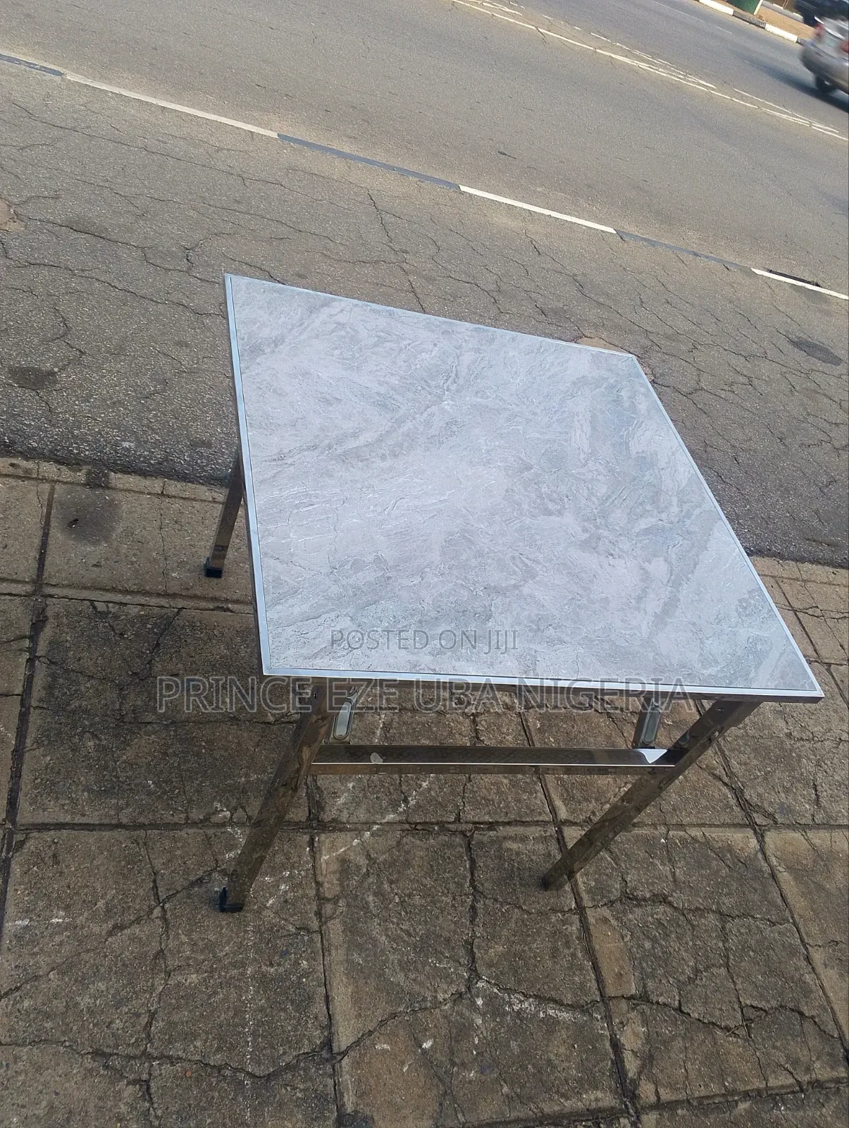 Foldable Stainless Table With Marble Top