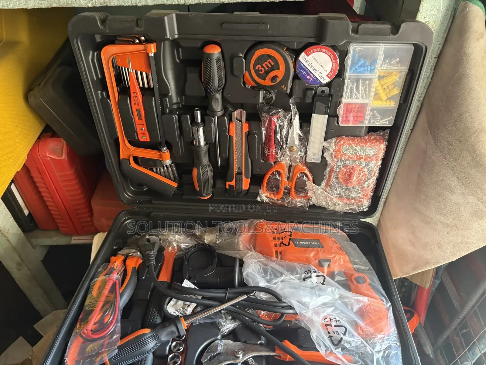 Set of Electrical Tools Box With Impact Drill