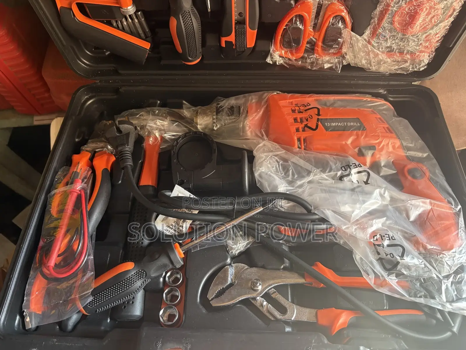Set of Electrical Tools Box With Impact Drill
